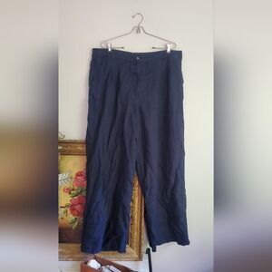 BODEN Wide Leg Navy 100% Linen Pants Size US 14 Or UK 18